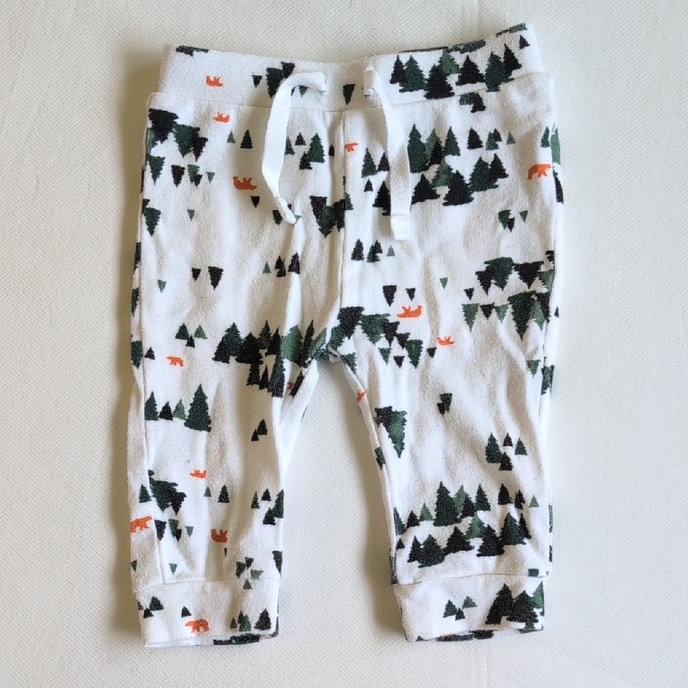 old navy forest printed cotton comfy joggers pants 3-6 months baby